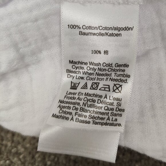 NEW Dkny Women's Crop Top Size S White Cotton Seersucker One Shoulder Boho Beach - Picture 5 of 7